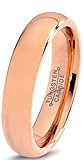 Tungsten Wedding Band Ring 5mm for Men Women Comfort Fit 18K Rose Gold Plated Plated Domed Polished