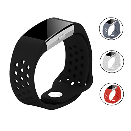 Bepack Fitbit Charge 2 Band,Soft Silicone Adjustable Replacement Wristband for Fitbit Charge 2 Smartwatch Heart Rate Fitness Wristband (Black, Large Size)