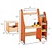 Costzon Kids Art Easel, Wooden Drawing Desk with Three Storage Book Shelves, Stool with Storage Compartment, Chalk Board & Paper Roll, Two Pencil Holders Orange