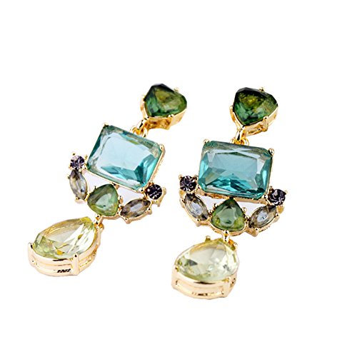 Crystal Earrings - Vintage Gold Plated Green Chandelier Earrings