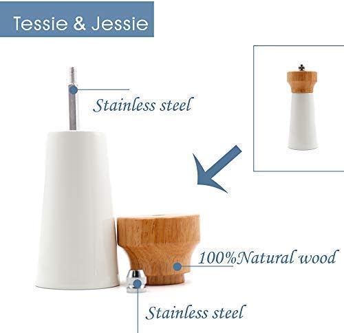 White Salt and Pepper Shakers Wooden Pepper Salt Grinder Set Pepper Mill Salt Pepper Shakers - Image 4