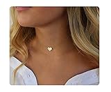 Fremttly Friendship Gift Handmade 14K Gold Filled Simple Delicate Heart Necklace Chokers Necklace-CK6-S Heart