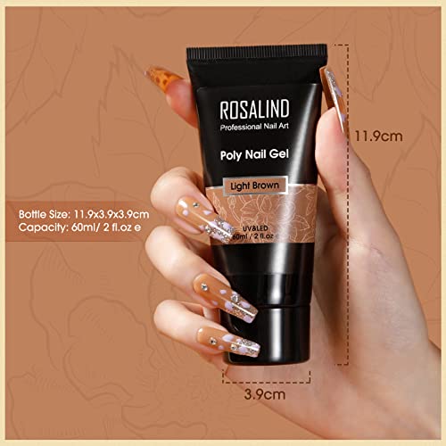ROSALIND 60ML POLY NAIL GEL FALL COLOR, BROWN POLY EXTENSION POLY NEUTRAL COLOR GEL BUILDER NAIL QUICK BUILDING ACRYLIC NAILS LIGHT BROWN POLY EXTENSION GEL POLY THICKENING FALL NAIL