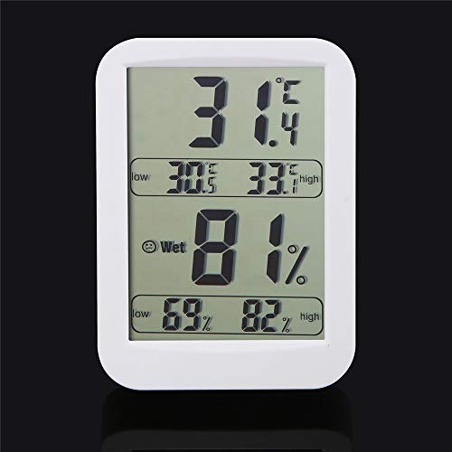 DICPOLIA LCD Digital Hygrometer Thermometers Household Office Desktop Display,Indoor Outdoor Thermometer Digital Hygromete,Weather Thermometer Monitor for Home,Car,Office,Room (White) - Thumbnail 3
