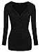 Laksmi Women's Cross-front V Neck Ruched Long Sleeve Blouse Top