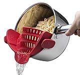 Kitchen Gizmo Snap N Strain Strainer, Clip On Silicone Colander, Fits All Pots and Bowls -- Red