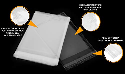 image for ABC Pack & Supply 100 pack Clear OPP bags 10 x 13. Self-adhesive seali