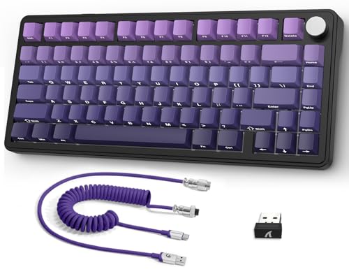 AJAZZ x Attack Shark X85 Mechanische Tastatur,75% Kabellose Gaming-Tastatur mit Knopf,5-Lagige Polsterung,Seitlich Bedruckte PBT-Tastenkappe,BT5,1/2,4