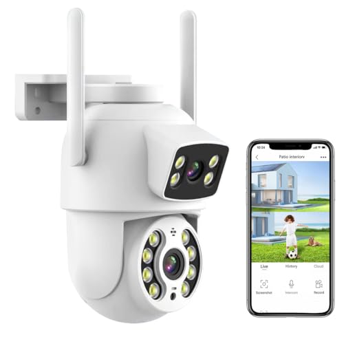 E T EASYTAO Q29 Cámara de Seguridad Exterior, 2K 3MP Cámara Wifi de Doble Lente, Tris Home/ICSee APP, IP66 Impermeabile, con Audio Bidireccional, Detección de Movimiento, Visión Nocturna, Compatible Alexa