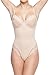 Body Beautiful Shapewear Women's Smooth and Silky Sexy Lace Trims Slimming Bodysuit with Tummy Control and Adjustable Shoulder Straps - Built-in Wire Bra Shaper (Nude, M/36B)