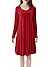 Tandisk Women's Long Sleeve Casual Loose T-Shirt Dress Burgundy S