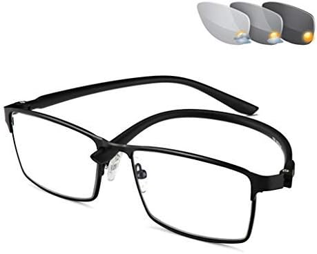 Amazon Tr90軽量 超弾性素材長方形フレーム樹脂レンズ老眼鏡 調光 変色 有害光線対応可 記憶合金 遠足 釣り 抗uv 疲労の軽減 黒 150 Lpan 老眼鏡