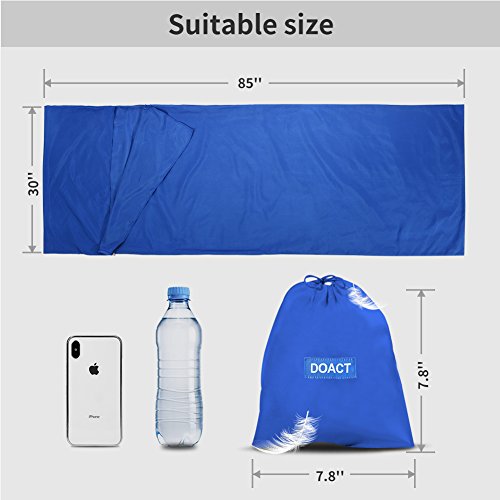 image for Doact Sleeping Bag Liner Breathable Washed Cotton Travel Sheet - 30'' 