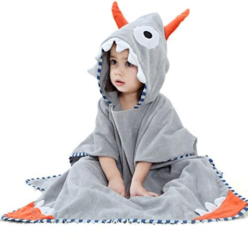 Amazemarket 0-8 Years Baby Kids Cotton Hooded Robe Bath Towel Bathrobe Cute Animal Frog Cloak Soft Children Pajamas Cartoon Boys Girls Clothes (1-7 years, gray)