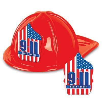 Red Plastic Fire Chief Hat (blue shield w/UPC) Party Accessory  (1 count)