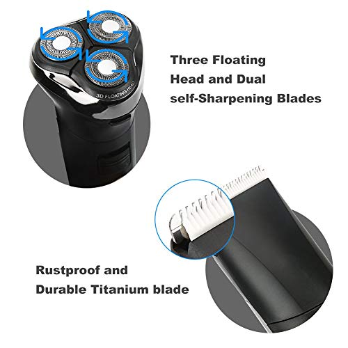 Ceenwes Electric Razor Waterproof Hair Clippers Electric Shaver Cordless Clippers Hair Trimmer Mens Rechargeable Electric Razor Wet & Dry Rotary Shavers with 4 Guide Combs for Men Kids Babies (Black) - Thumbnail 6