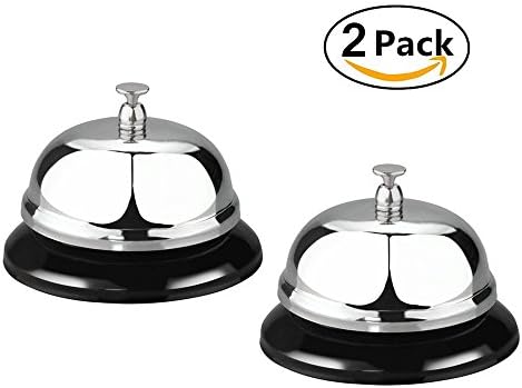 Big Call Bell Tap Bell Customer Service Bell for Porter Kitchen Hotel Restaurant Classroom Reception Pet Training Pack 2 Silver