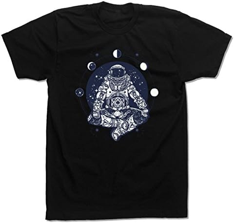 Famous Tee Astronaut in The lotus position tattoo art Symbol of meditation harmony yoga t-shirt for men - 0444
