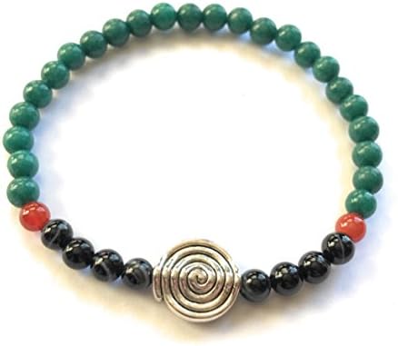 Green Jade and Black Sardonyx Bracelet - 5.5 inch XS
