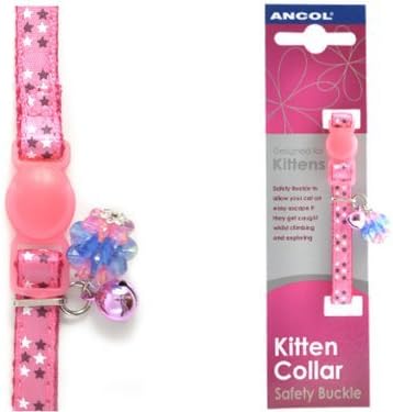 Pet Tag Engraving Ancol Collier pour chaton Motif étoilé Rose