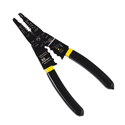 Wire Cutter, Stripper and Crimper - Multi Tool Pliers For Electrical Wiring - Ergonomic Comfortable Textured Grip Handles, AWG Selection Dials, Quick-Release Locks - Gee Gadgets (Certified Refurbish)