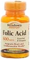 Sundown Naturals Folic Acid, 800 mcg, 100 Tablets (Pack of 6)