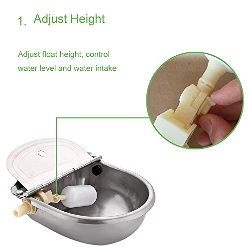 CPROSP Animal Drinking Bowl Automatic Water Feeder Bowl with Pipe Hose Stainless Steel Pet Supplies - Thumbnail 2
