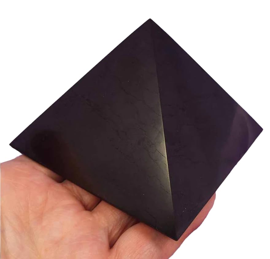 TENET - NATURAL SHUNGITE STONE 100% russia (SHINY PYRAMID 10X10 CM)