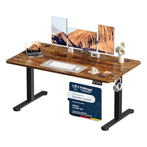 Devoko Elektrisch Höhenverstellbarer Schreibtisch 140 x 60cm, Stabiler Schreibtisch Höhenverstellbar Tisch, Steh-Sitz Bürotisch, Computertisch mit Mem
