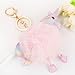 Kissweet Cute Imitation Fur Furry Rainbow Unicorn Keychain Pom Pom Plush Bag Pendant Charms (Unicorn-Pink)