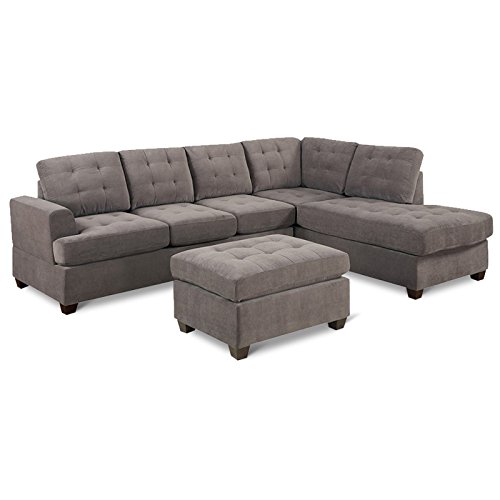3piece Modern Reversible Sectional Sofa set w/ ottoman