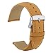 WOCCI 18mm Vintage Leather Watch Band for Men and Women, Silver Buckle (Tan)