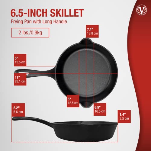 Victoria 6.5 Inch Mini Cast Iron Skillet. Small Frying Pan,Seasoned