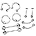 Maggie 10 Pcs Stainless Steel Body Piercing Jewelry Eyebrow Tongue Bar Lip Nose Rings Studs