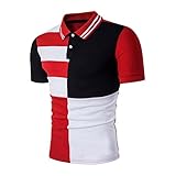 Men's Tee,Neartime Sports Short Sleeve Polo Shirt Slim T-shirts Tops (L, Red)