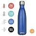 Modern Innovations 17oz Double Wall Vacuum Insulated Stainless Steel Water Bottle Leak Proof Keeps Drinks Hot and Cold for Outdoor Sports Camping Hiking Cycling,Blue,1 Pack