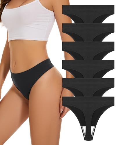 voenxe High Waisted Seamless Women Underwear Thongs,High Rise No Show Ladies Thong,Breathable Comfortable Undies Tanga Panty