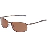 ZHILE Polarized Sunglasses for Men, 8-base Curve Wrap Metal Frame for Fishing Sporting Driving with Sunglasses Case