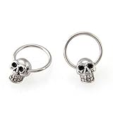 DatConShop(TM) Stainless Steel Skull Mens Cool Round Hoop Loop Earrings 0.39x0.28"