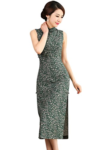 Wincolor Women's Sleeveless Floral Qipao Dress Vintage Chinese Traditional Cheongsam