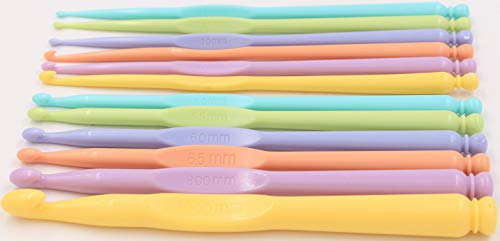 LeBeila Crochet Hooks Set Standard Sizes, Premium Ergonomic Handles for Extreme Comfort Smooth Hook Needles Great for Chunky Yarns - 2.0 mm ~ 10.0mm (12Pcs, Multicolor)