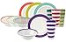 Handi-Ware 12-Piece MultiColor Classic Wide Rim Melamine Set - Indoor/Outdoor Dinnerware Set - Service For 4 - by Unity (Assorted w/Tumblers)