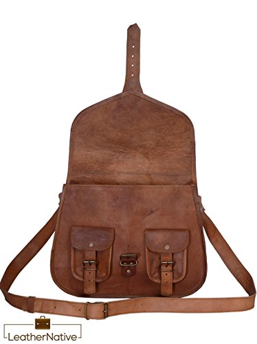Women's Handmade Leather Boho-Gypsy Purse - Smart Green Canvas Lining and Reinforced Hand-Stitching - 3 Compartments, Plus 1 Zippered Pocket - Crossbody Purse for Business and Pleasure - 13 Inches