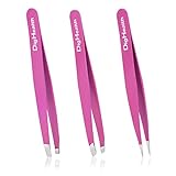 Stainless Steel Tweezers By DigHealth(TM), Eyebrow Tweezers Set With Slant Tweezers, Pointed Tweezers and Straight Tweezers - Removal Of Eyebrow And Facial Hair - Packed in Leather Case