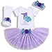 YOUNGER TREE Baby Girls 1st Birthday Mermaid Outfit Romper Headband Leggings Tutu Dress Sequin Bowknot Princess Skirt Sets (12-18 Months, White # Mermaid)