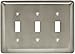 Brainerd 64380 Stamped Steel Round Triple Toggle Switch Wall Plate / Switch Plate / Cover, Satin Nickel