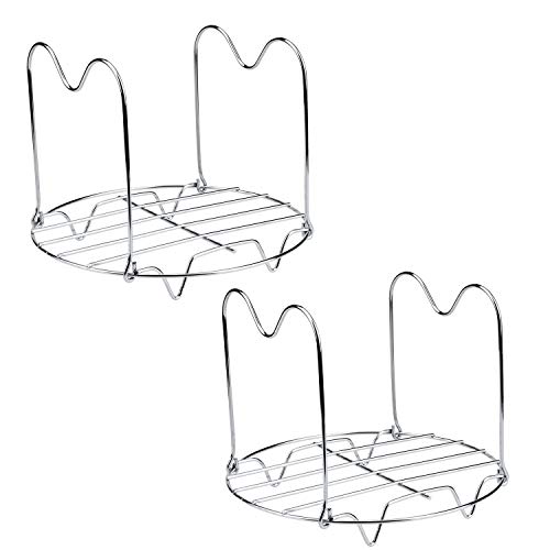 Gizhome 2 Pack Steamer Rack Trivet with Handles for Instant Pot Accessories 6 or 8 Quart Pressure Cooker, Stainless Steel Steam Rack Stand Metal Rack, Easy Grip Long Handle for Easy Pot Removal