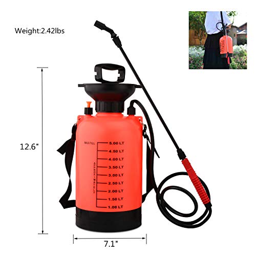 Shiningeyes 1.3 Gallon Lawn and Garden Pump Pressure Sprayer with