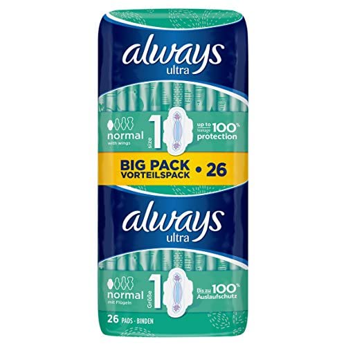 Always Ultra Normal Sanitary Towels with Wings, 26 each