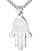 LineAve Men's Stainless Steel Hamsa Hand of Fatima Lucky Charm Pendant Necklace, 23